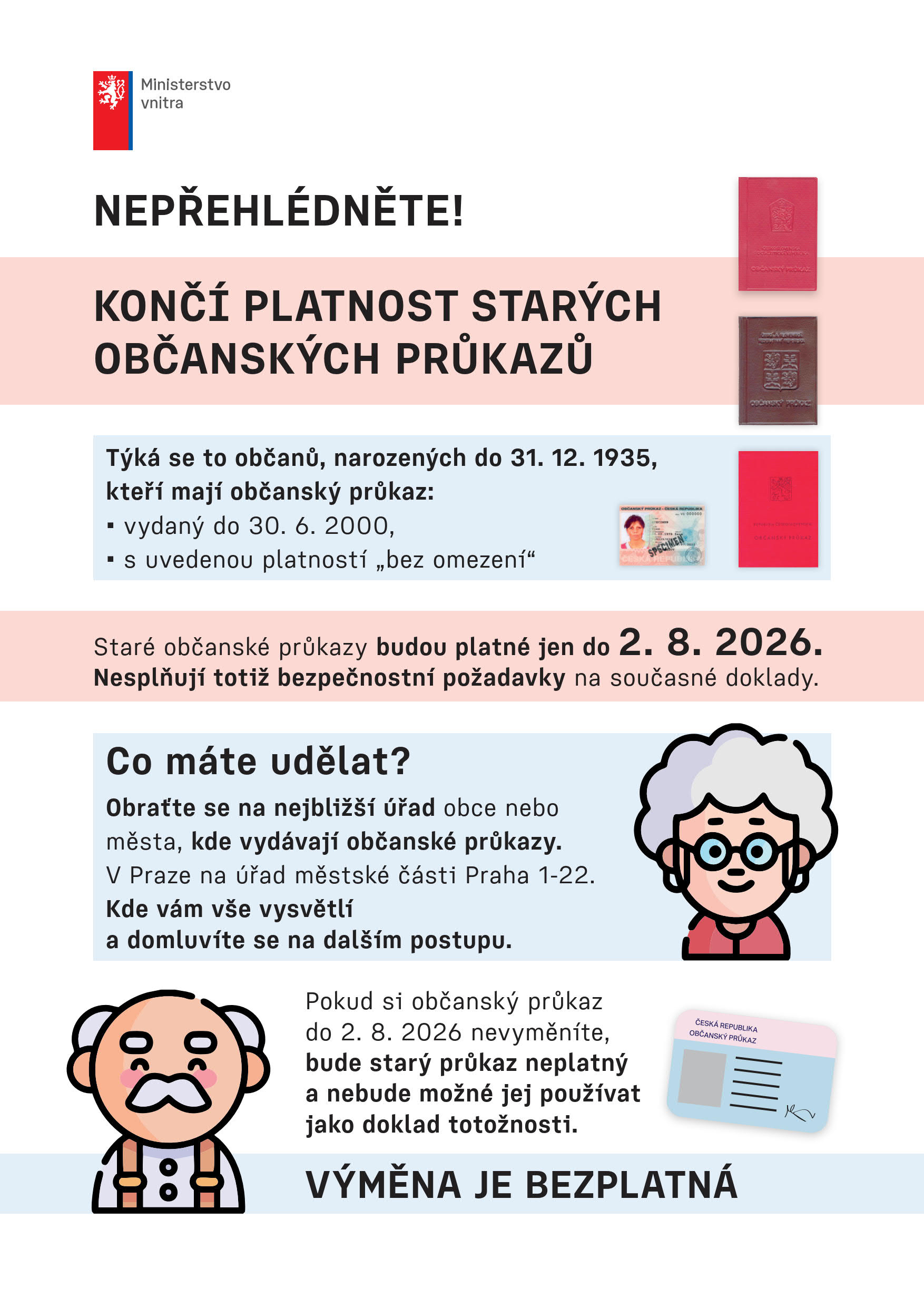 Informace k platnosti občanských průkazů